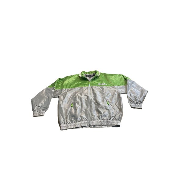 Vintage Pelle Pelle Jacket Y2K Lime Green Silver 90s Rain Coat - Picture 1 of 7